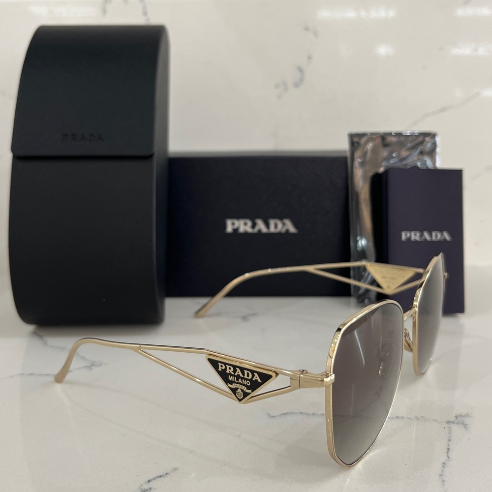 PRADA SPR 57Y Gold Metal Sunglasses, 100% AUTHENTIC!